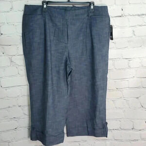 New Direction Heathered Blue Double Clasp Capri Wide Leg Womens Size 18W